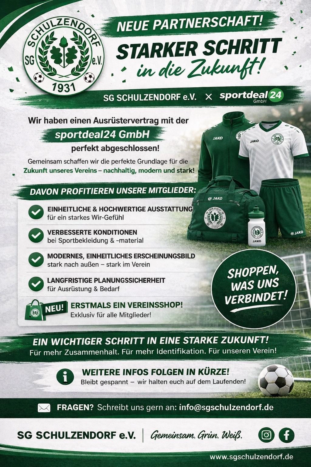 Neuer Ausrüster für die SG Schulzendorf